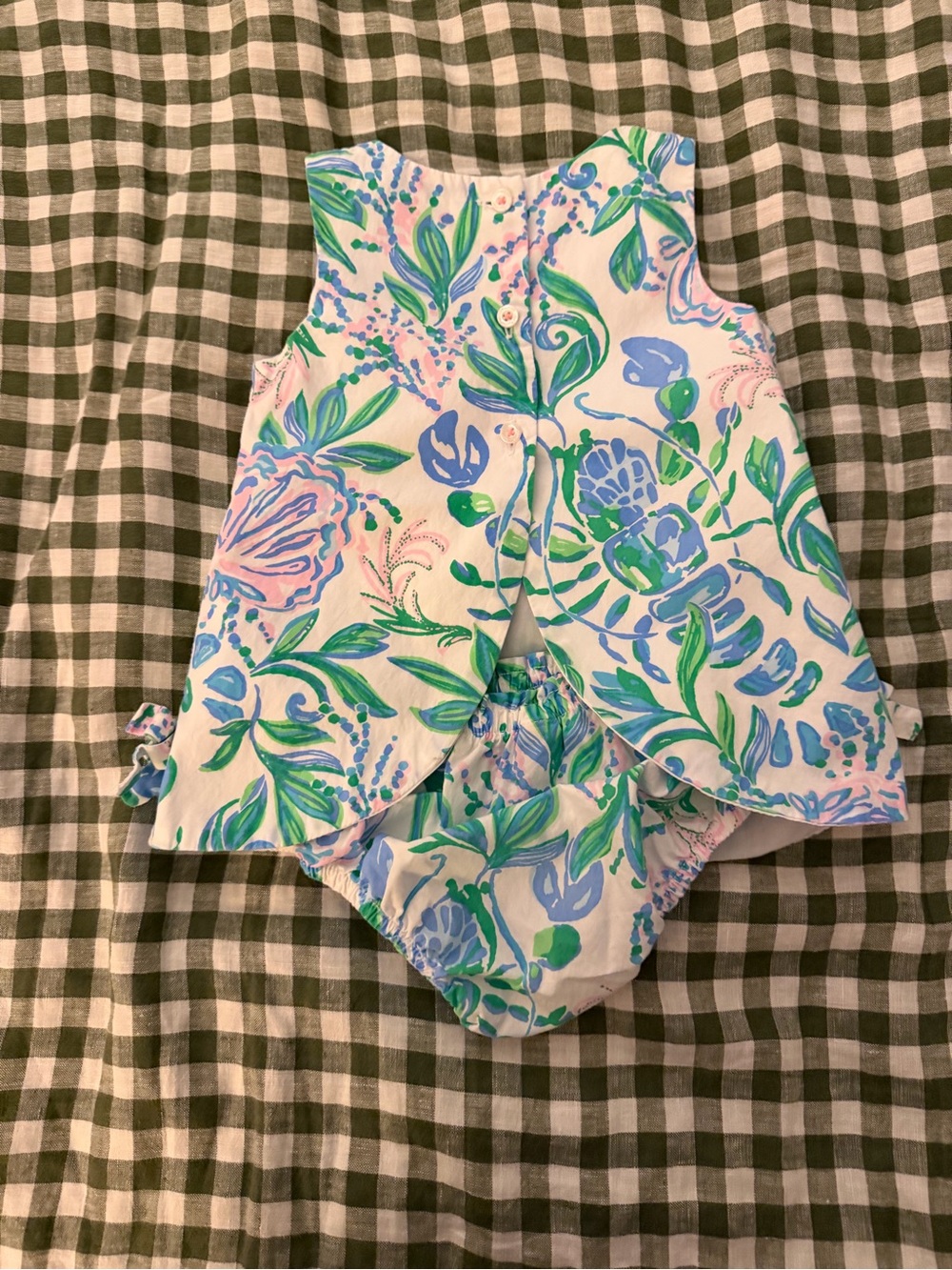 Lily Pulitzer Floral Sleeveless Baby Dress with Bloomer - Blue, Green, Pink - Picture 2 of 3